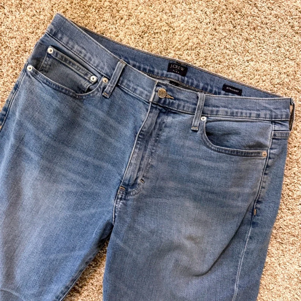 J.Crew Flex Mens Straight Leg Jeans 34x30 Light Wash Blue Stretch Denim Pants